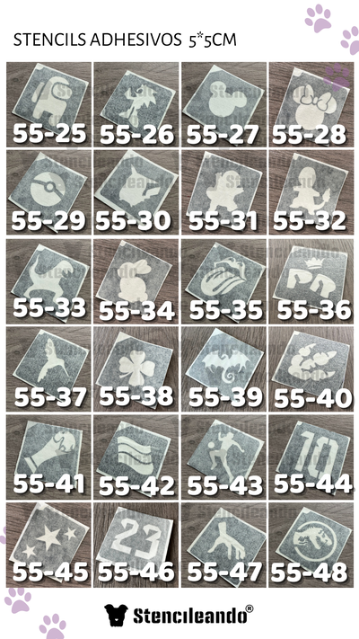 20 stencils adhesivos 5x5cm