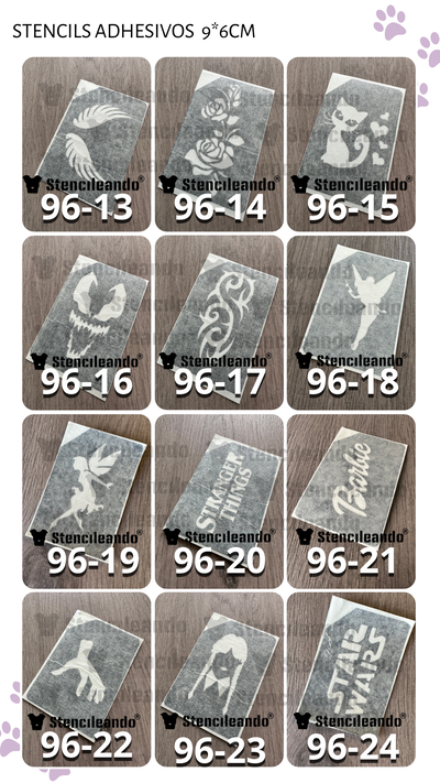 20 stencils adhesivos 9x6cm