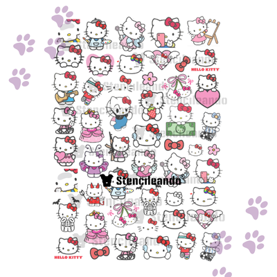 Tatuajes temporales A4 Kitty