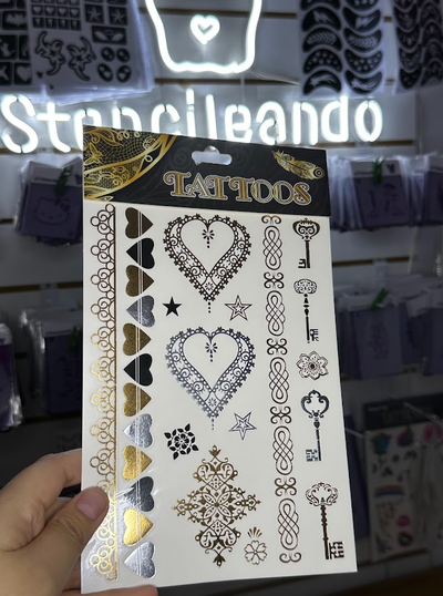 Tatuajes temporales metalizados 15x20m