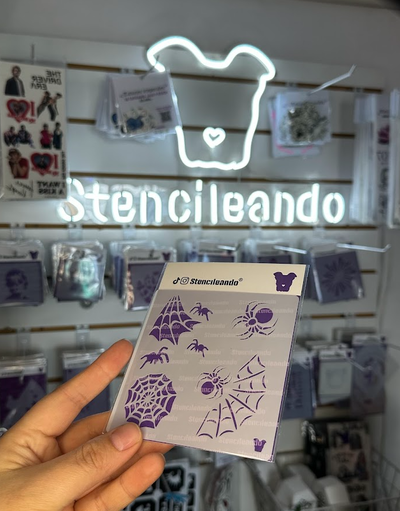 Stencil reutilizable arañas 10x10cm