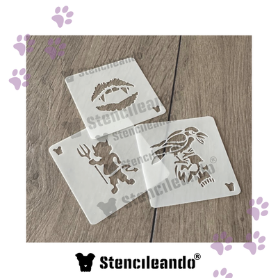 Set stencils reutilizables terror
