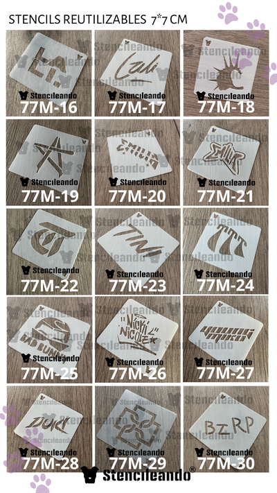 Stencils reutilizables 7x7cm M