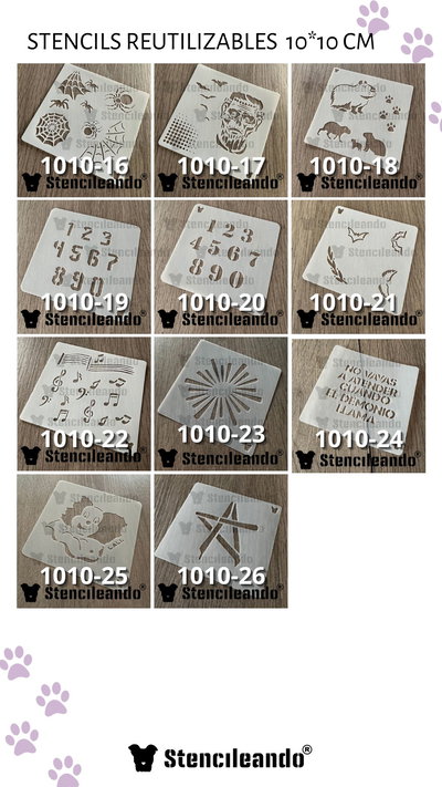 Stencils reutilizables 10x10cm