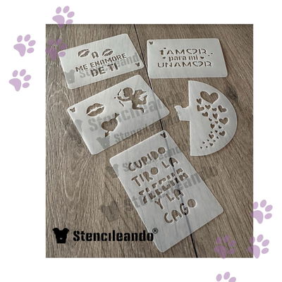 Set stencils reutilizables San valentin