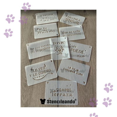 Set 10 stencils reutilizables Frases