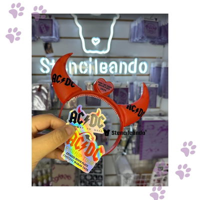 Cuernos rojo AC/DC con luz 