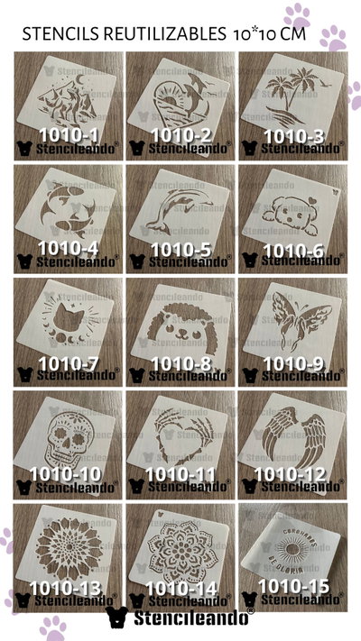 Stencils reutilizables 10x10cm