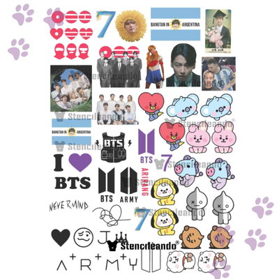 Tatuajes temporales A4 bts