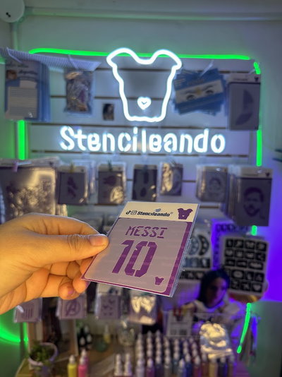 Stencil reutilizable Messi 10 - 7x7cm