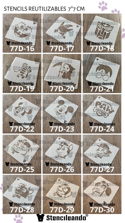 Stencils reutilizables 7x7cm D