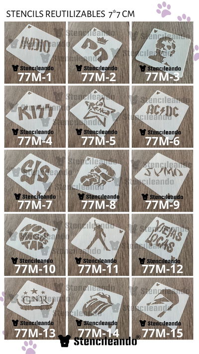 Stencils reutilizables 7x7cm M