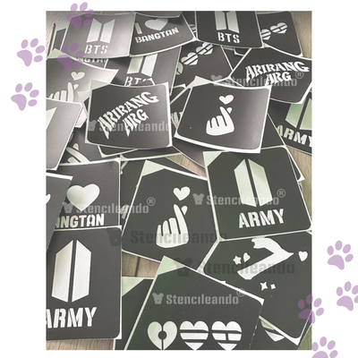 20 stencils adhesivos SURTIDOS bts 7*7cm