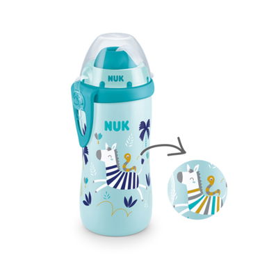 NUK - VASO FLEXI CUP CON EFECTO CEBRA CELESTE 300ML