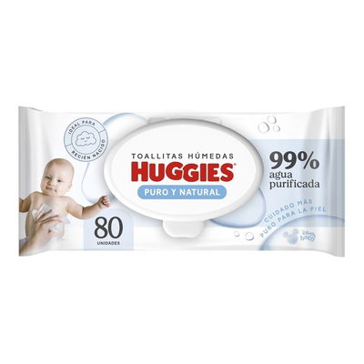 HUGGIES TOALLA PURO Y NATURAL 80