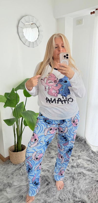 Pijama invierno stitch y Ángela plus size 