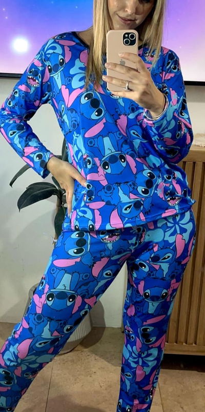 Pijama Stitch azul plus size 