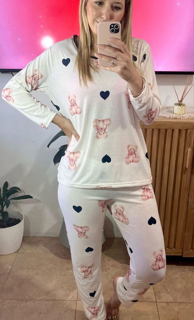 Pijama ositos y corazónes plus size 