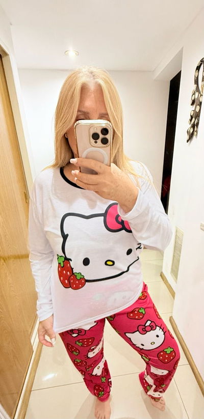 Pijama invierno kitty rojo plus size 