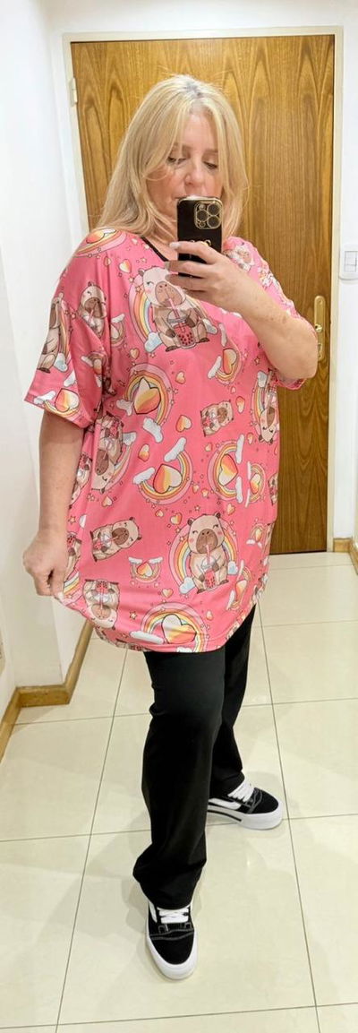 Remeron capibara arcoiris plus size talle 7 