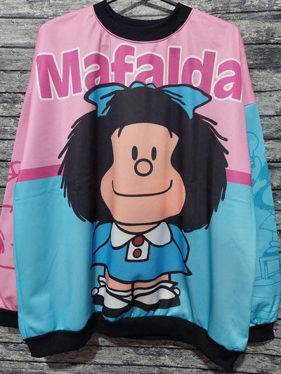 Buzo mafalda celeste y rosa
