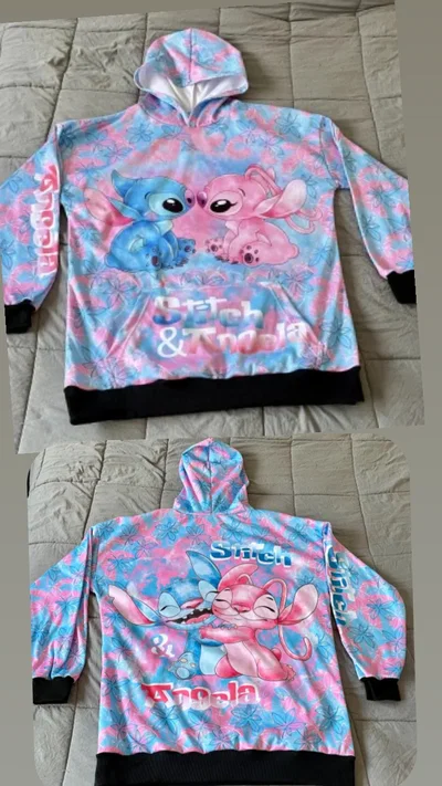 BUZOS STITCH Y ÁNGEL CON CAPUCHA TALLE 7