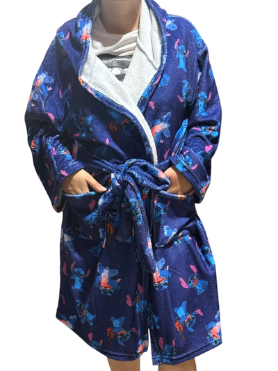 Bata stitch azul polar soft 