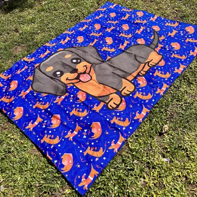 Mantel perro salchicha azul
