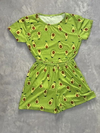 Pijama verano palta verde full print