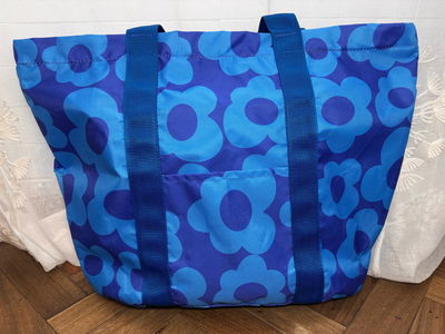 Bolso de lona playero flores azules