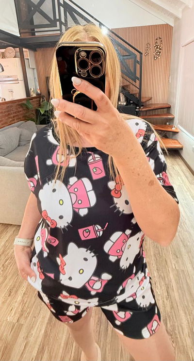 Pijama morley kitty negro talle 66