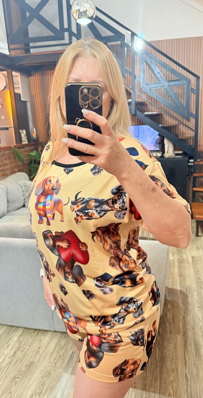 Pijama modal perro salchicha corazon talle 8