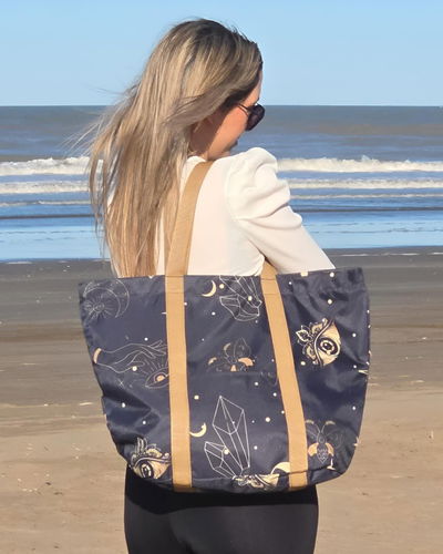 Bolso de lona playero esoterico tira lisa