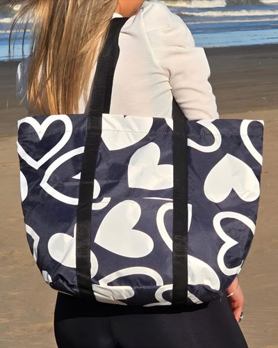 Bolso de lona playero corazones
