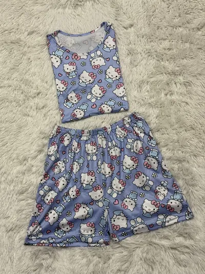 Pijama modal kitty celeste talle 7
