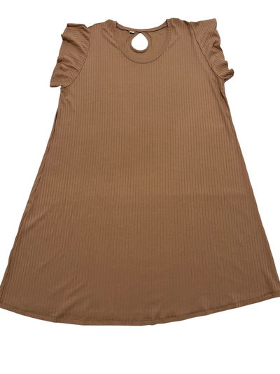 Vestido acanalado camel talle 8