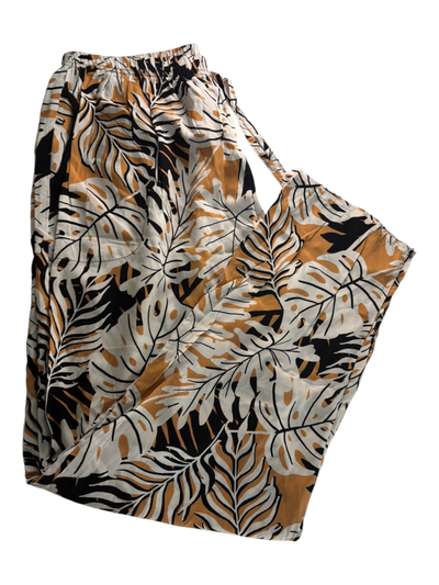 Pantalon fibrana hojas blancas  talle 10