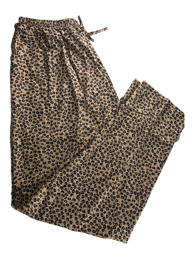 Pantalon fibrana cafe con mini flores marrones talle 10
