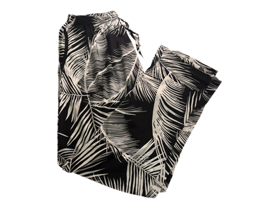Pantalon fibrana negro hojas finas blancas talle 10