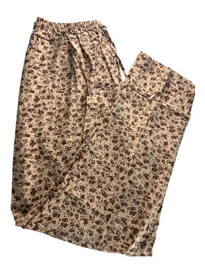Pantalon fibrana camel con mini flores marron talle 10