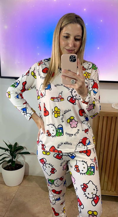 Pijama kitty beige plus size 