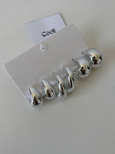 Set de aros plateados (3 pares)