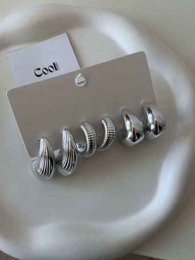 Set de aros plateados N2 (3 pares)