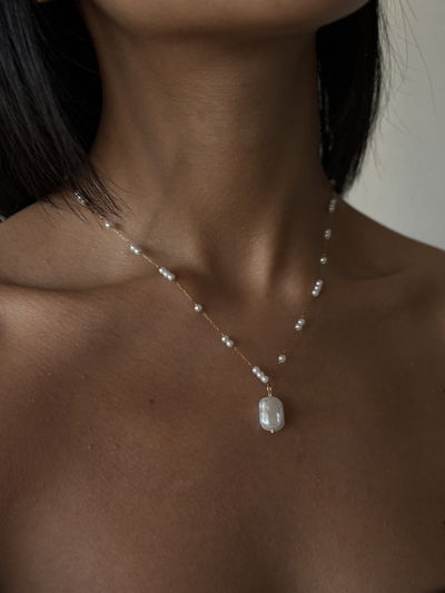 Cadena de a.d y perlas (40cm)