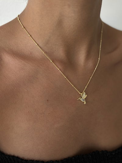 Cadena con dije de colibrí (40cm)