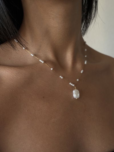 Cadena de a.d y perlas (40cm)