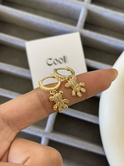 Argollas de micropave con dije ositos de a.d (12mm)