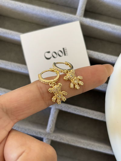 Argollas de micropave con dije ositos de a.d (12mm)