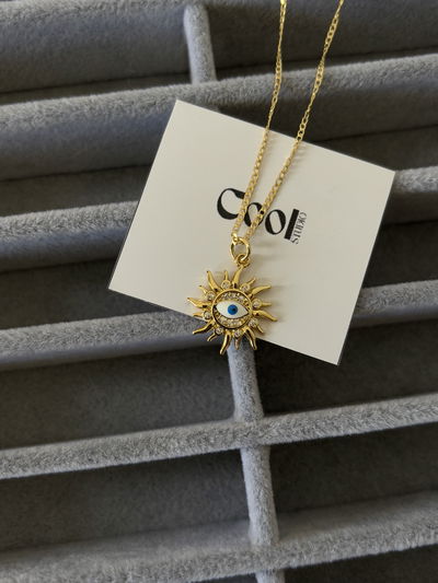 Collar ojo turco de oro laminado y cadena enchapada