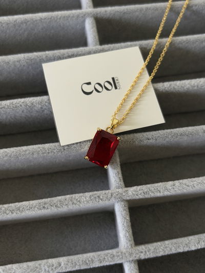 Collar gema de oro laminado y cadena enchapada